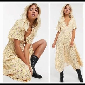 Free People Yellow Floral Midi Summer Dress